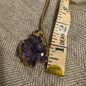 24k Gold Plated Amethyst Crystal Pendant Necklace